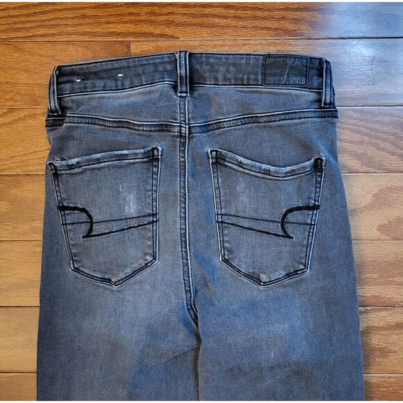 American Eagle Women Size 4 Next Level Stretch Distressed Hi Rise Jegging Gray - Picture 4 of 15
